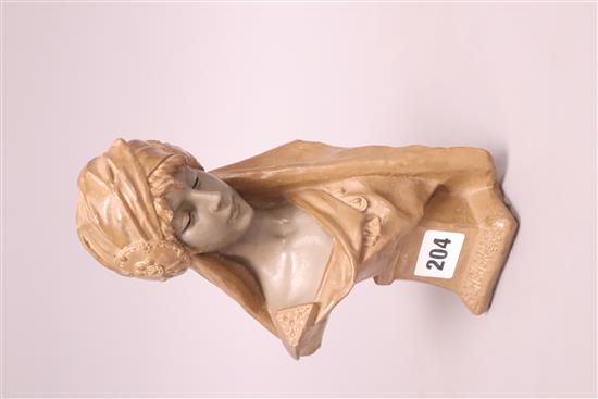 A resin bust of Scheherazade, signed F. Villanis, height 23cm